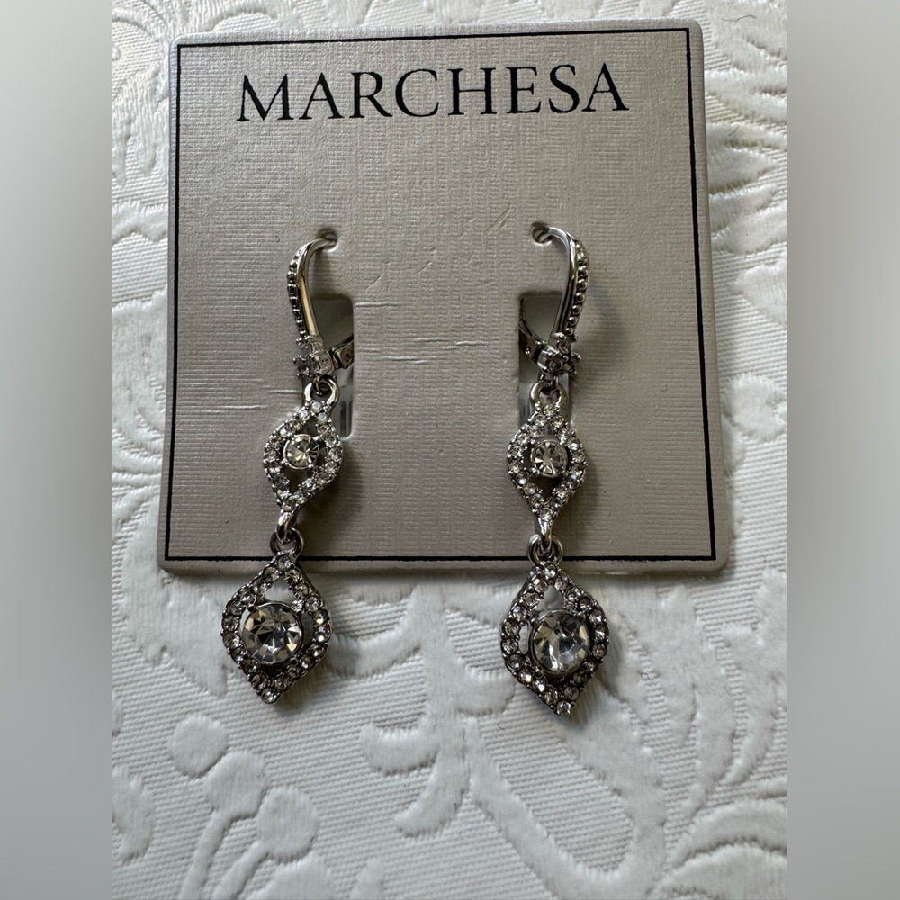 Marchesa Pear Crystal Double Drop Earrings